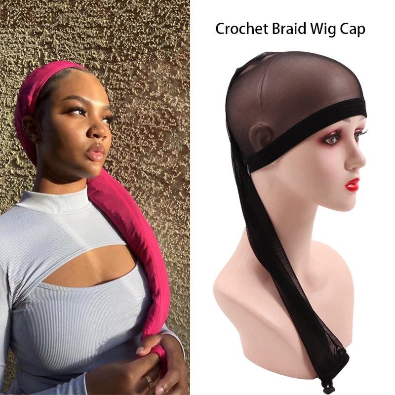 70cm Long Hairnets With Drawstring For Bun Spandex Sleeve Cap For Hair Weave Fabric Hair Net With Elastic Band For Crochet Braid