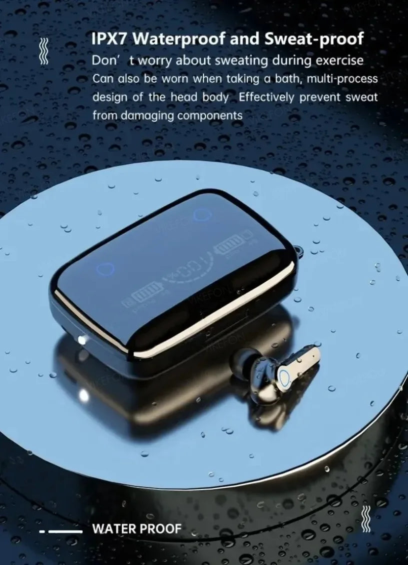 New M19 TWS Bluetooth Headphones 9D High Fidelity Wireless Headphones Touch IPX7 Waterproof Digital Display Headphones