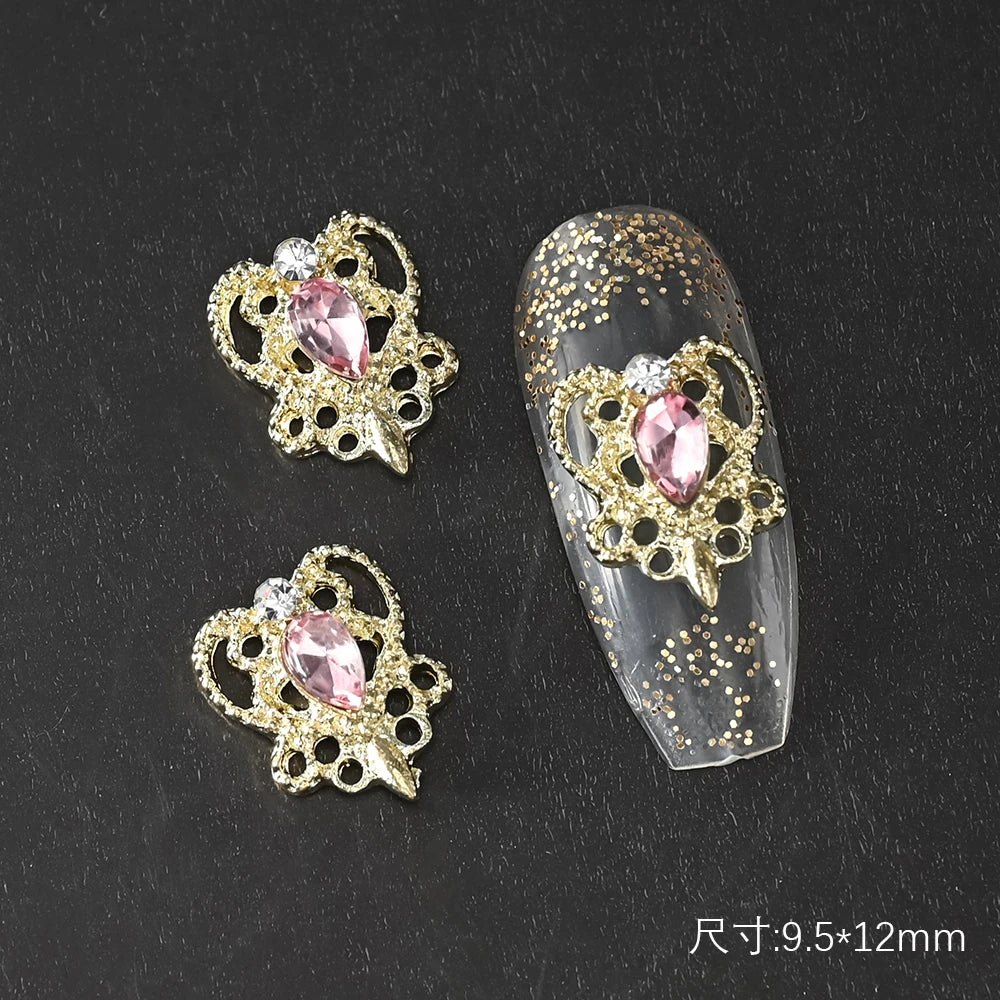 5/10pc Luxury Crystal Pink Heart Nail Art Charm 3D Love Shape Nail Rhinestones Diamond Shine Valentine's Day Manicure Decoration