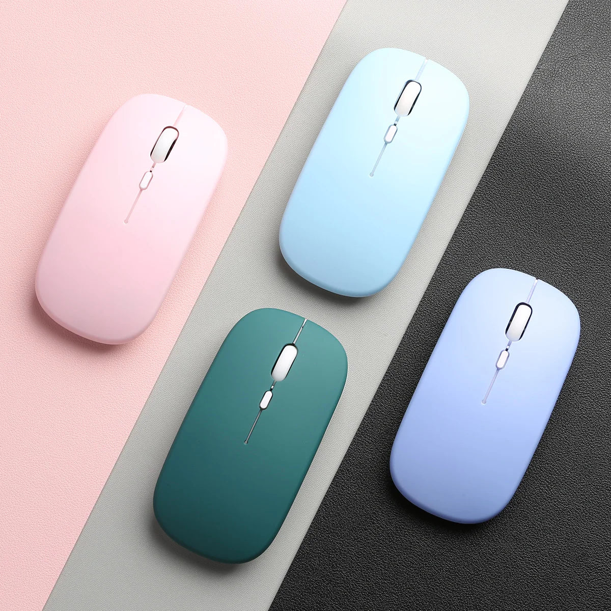 Bluetooth 5.0 Wireless Mouse Ultra Slim Portable Silent Ergonomic for Laptop Tablet PC MacBook Phone Adjustable DPI Ergonomic