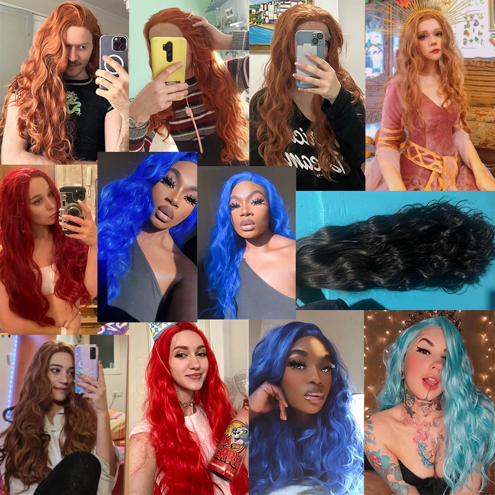 AIMEYA Blonde Lace Wigs For Women Synthetic Lace Front Wig White Hair Lace Frontal Wig Pre Plucked Hairline Synthetic Wig Party