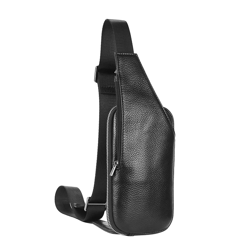Small Leather Sling Crossbody Chest Bag Lightweight Daypack Slim Anti-Theft Cross Body Bag Over Shoulder Backpack Pack Man Woman