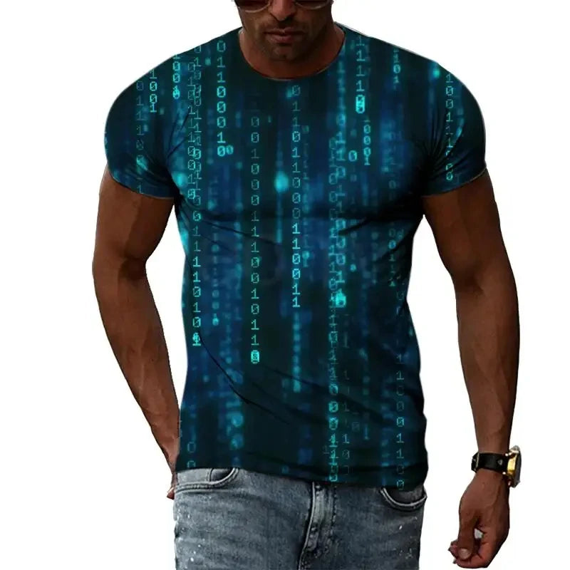 Fashion Men's T-shirt Multidimensional Graphic Tee For Men Casual 3D Print Harajuku Personality Round Neck Short Sleeve Top