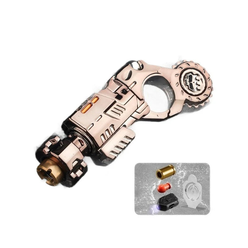 Alloy Launcher Shell-Ejecting Toy Gun Set Portable Stress Relief Sensory Fidget Toy Finger Spinning Top Desk Gadget Boys Gift