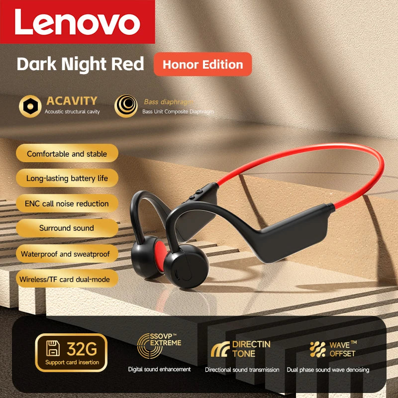 Lenovo Bone Conduction Headset Wireless Swimming Sports Headphone IPX8 Bluetooth 5.4 With Mic Waterproof Exercise Fitness 2026