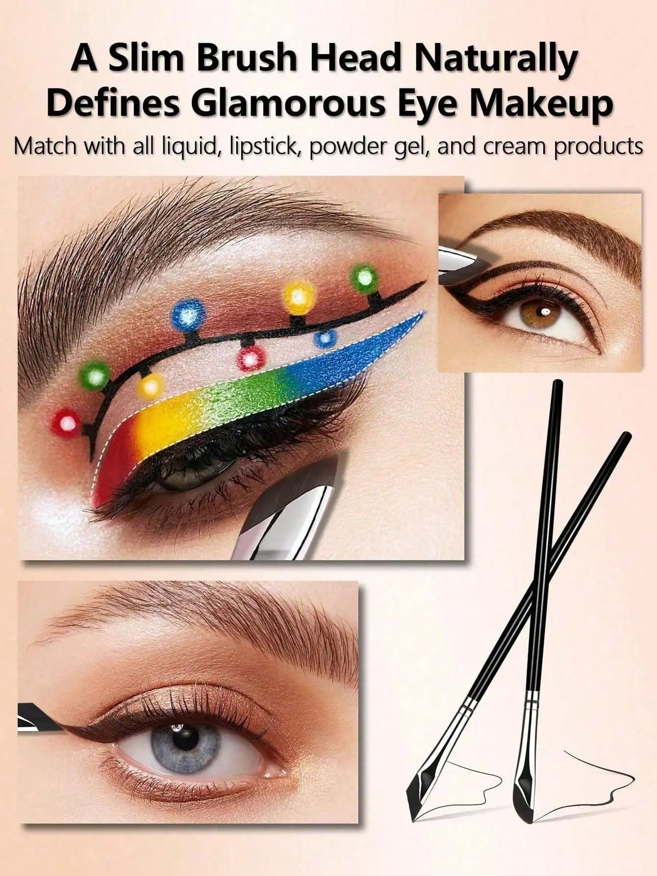3pcs Makeup Brush Set, Including Angled Eyeliner Brush, Eyebrow Brush, And Ultra-Fine Eyeshadow Brush, Makeup Brush Set, Makeup Brush Kit, Makeup Brush Set, Full Makeup Brushes, Makeup Brush Set, Complete Makeup Tools, Makeup
