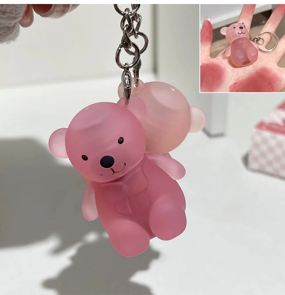 Cute Bear Velvet Lip Mud Keychain Matte Nude Red Lip Gloss Autumn Winter Non-stick Cup Lipstick Waterproof Lasting Lips Makeup