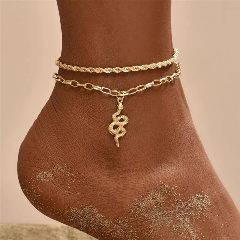 Modyle New Fashion Simple Heart Female Anklets Foot Jewelry Leg New Anklets On Foot Ankle Bracelets For Women Leg Chain Gifts