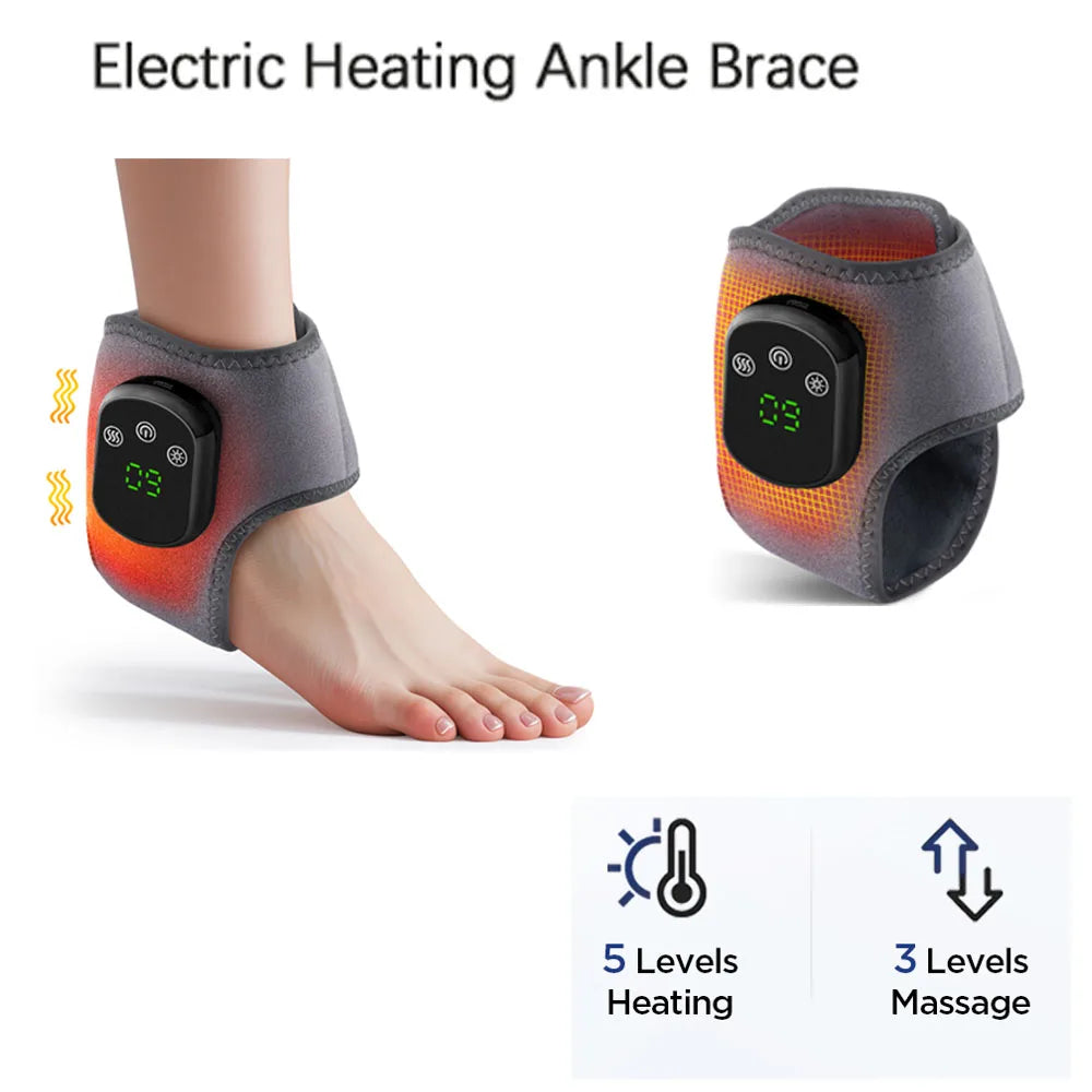 Rechargeable Electric Heating Ankle Brace Massager Hot Compress And Vibration Massage for Cervical Hand Foot Muscle Relaxation
