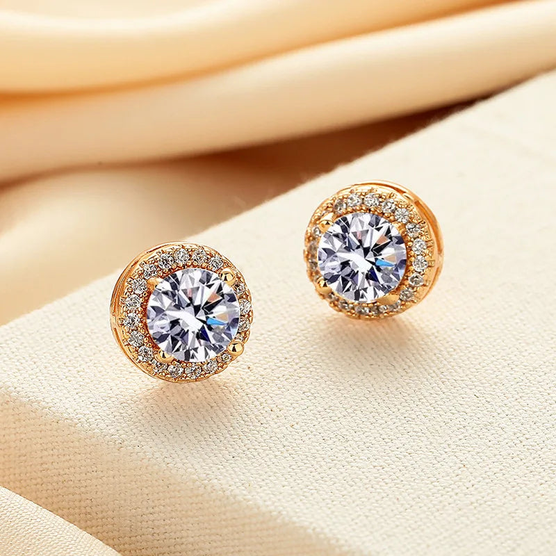 Promotion Moissanite Earrings for Women Pass Diamond Test Pen 100%  With Certificate Ear Studs 925 Sterling Silver Fine Jewelry