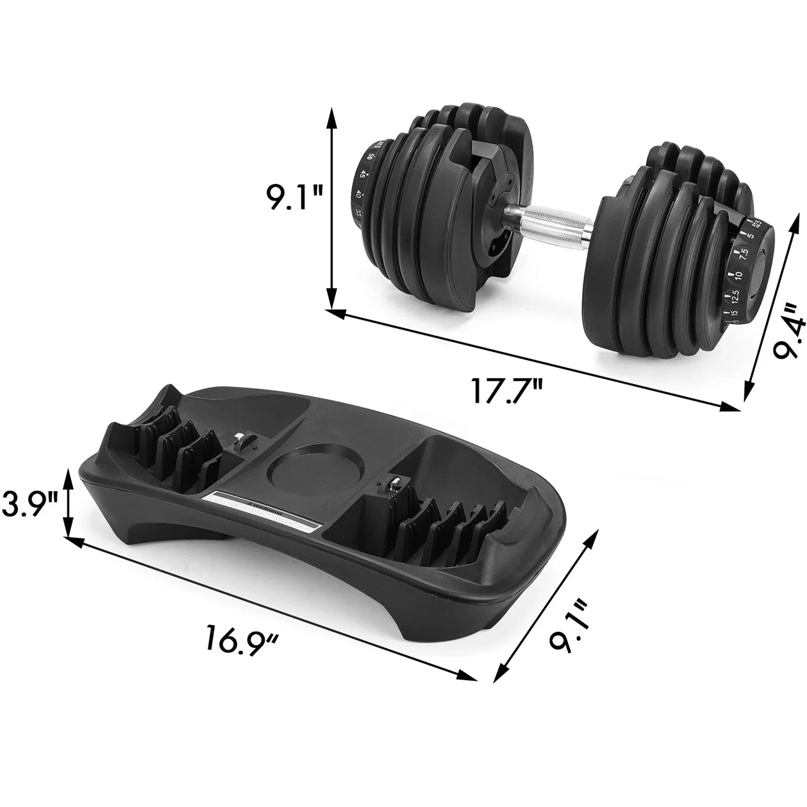 SIHAO 24KG Adjustable Dumbbells Set Home Workout Fitness Equipment  Anti-Slip Handle Full Body Training Arm Muscle Building