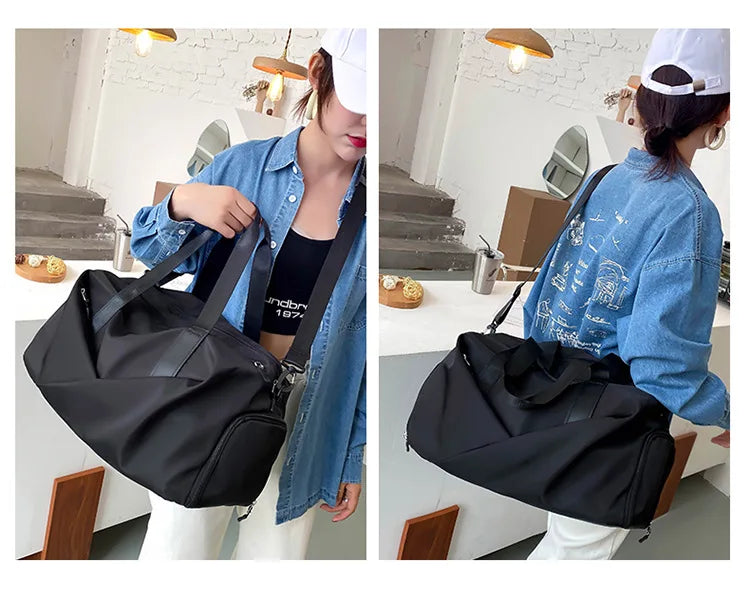 Large Capacity Fitness Bag Women's Handheld Oxford Cloth Yoga Sports Bag Fashionable Luggage Bag Wet And Dry Separation Can P...