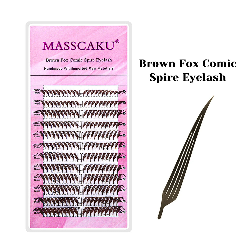 MASSCAKU Fox Comic Spire Lash Extensions C D Curl 8-15mm Mix Natural Manga Style Eyelash Professional Premade Fans Eyelashes