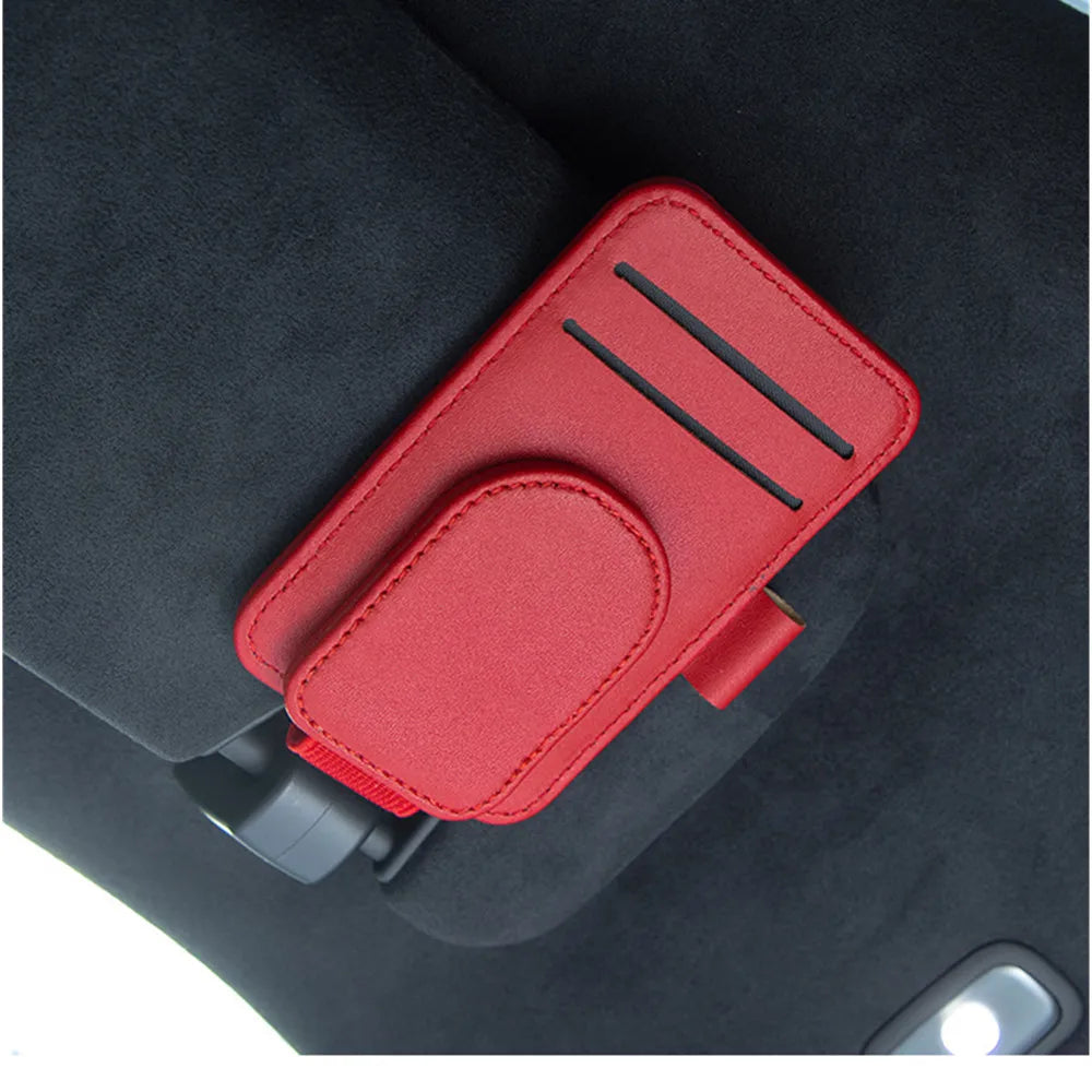 JFBONIN Leather Car Glasses Clip Multifunctional Sunshade Storage for Interior Car Sunglasses Organizer Creative