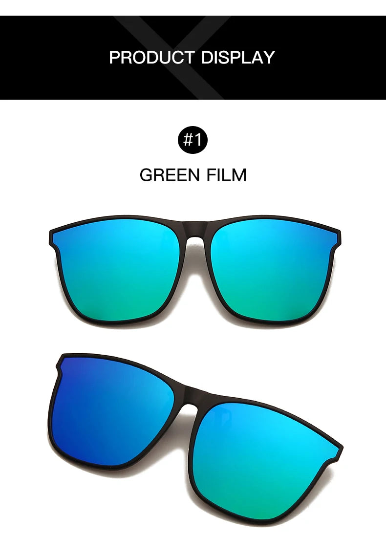 Clip On Sunglasses Men Photochromic Car Driver Goggles Night Vision Glasses Anti Glare Vintage Square Glasses