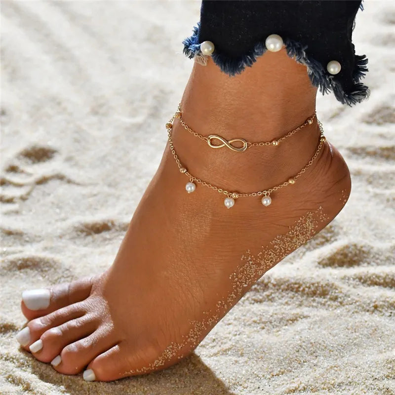 Modyle New Fashion Simple Heart Female Anklets Foot Jewelry Leg New Anklets On Foot Ankle Bracelets For Women Leg Chain Gifts