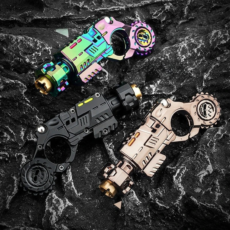 Alloy Launcher Shell-Ejecting Toy Gun Set Portable Stress Relief Sensory Fidget Toy Finger Spinning Top Desk Gadget Boys Gift