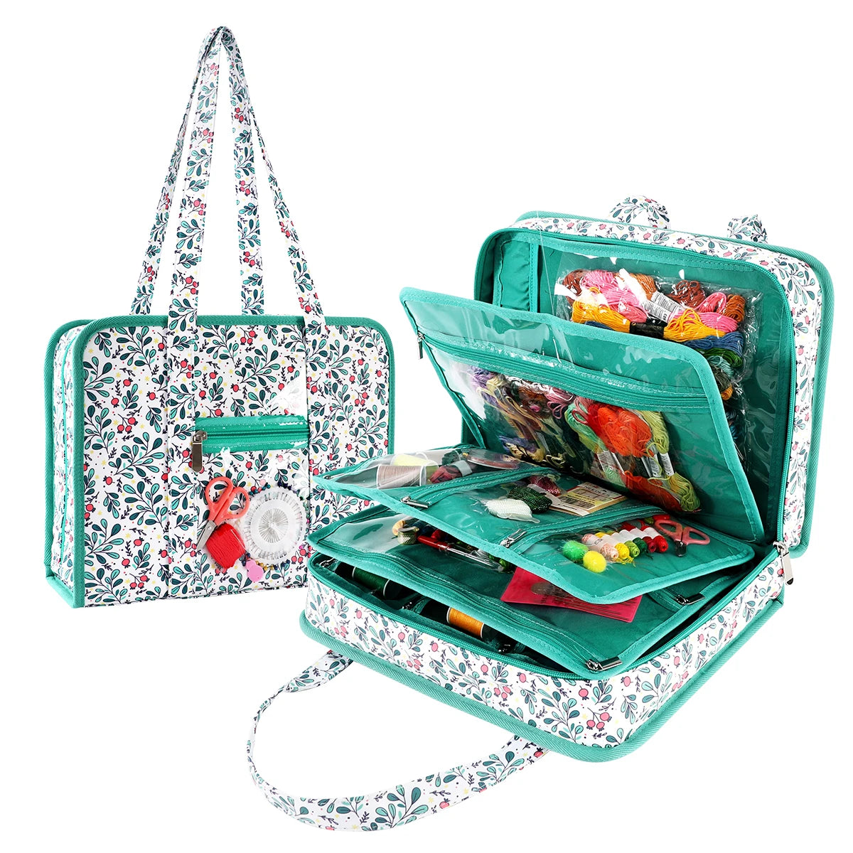 Embroidery Tools Kit Storage Bag Large Capacity Cross Stitch Thread Sewing Tool Accessories Organizer Bag Portable Travel Tote