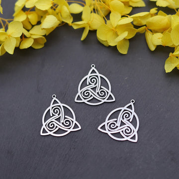 3pcs Amulet Pendants Stainless Steel Celtic Knots Charms For Jewelry Making Wholesale Necklace Keychain Charms Diy Accessory