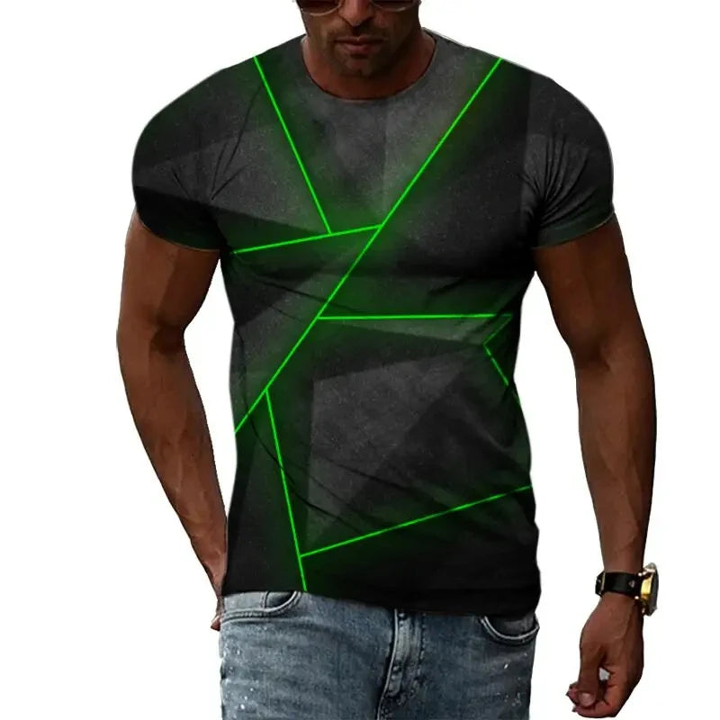 Fashion Men's T-shirt Multidimensional Graphic Tee For Men Casual 3D Print Harajuku Personality Round Neck Short Sleeve Top