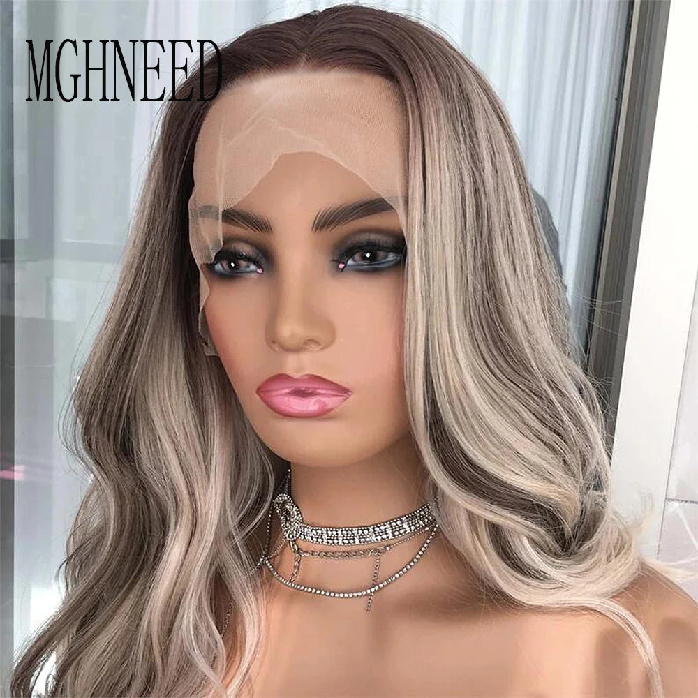 Highlighted Human Hair Lace Frontal Wig Brown Blonde 13x4 Lace Front Wigs For Women Natural Wave HD Transparent Lace Brazilian
