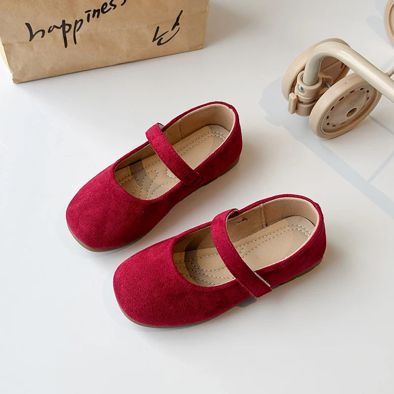Spring Girl's Casual Shoes Round Toe Hook-loop Shallow Chic Kid's Flat Shoe Solid Colors Anti-slip Daily All-match Children Shoe