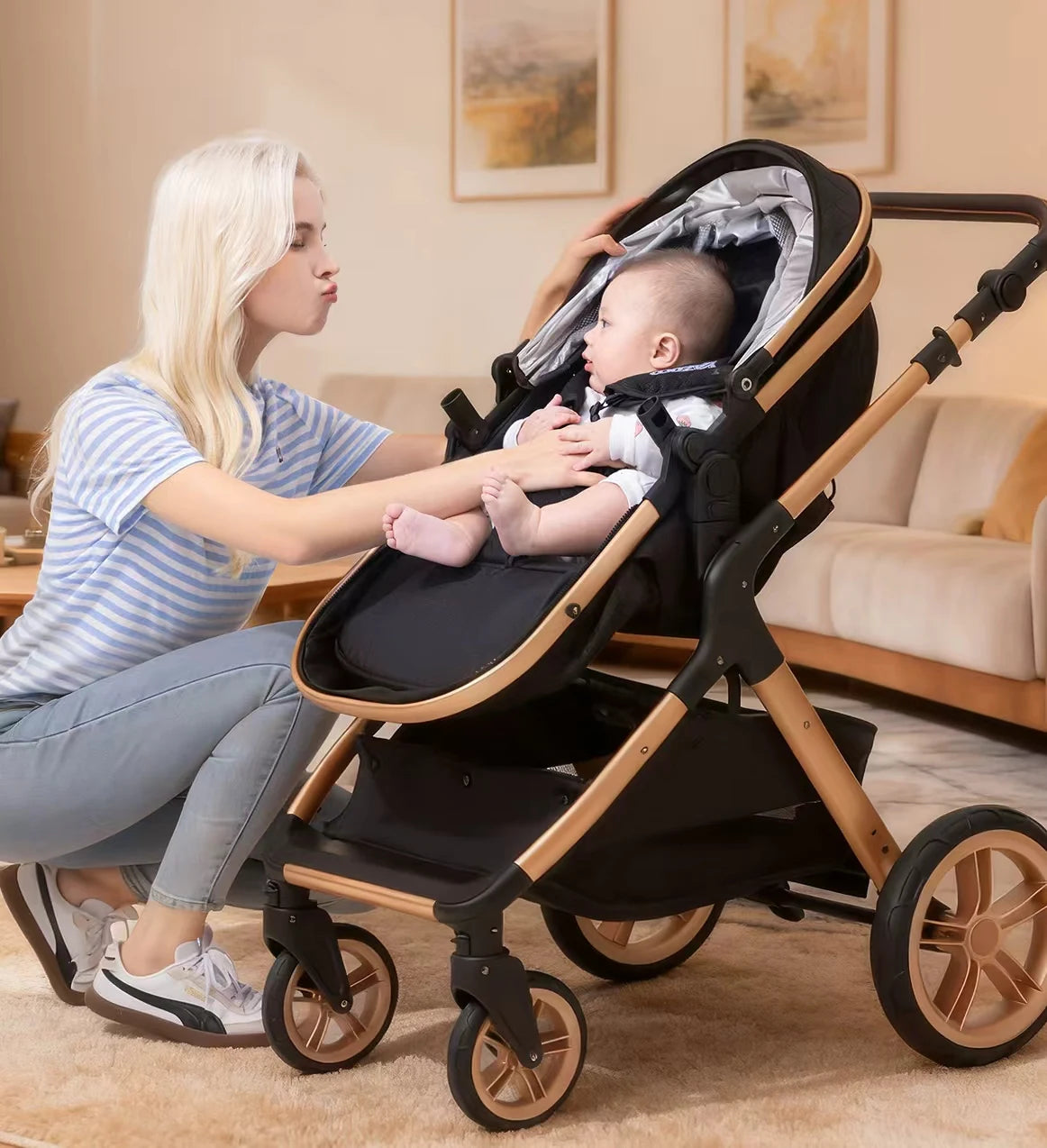 3-in-1 baby stroller travel system lightweight pram for newborns compact foldable Winter baby stroller baby buggy all-terrain