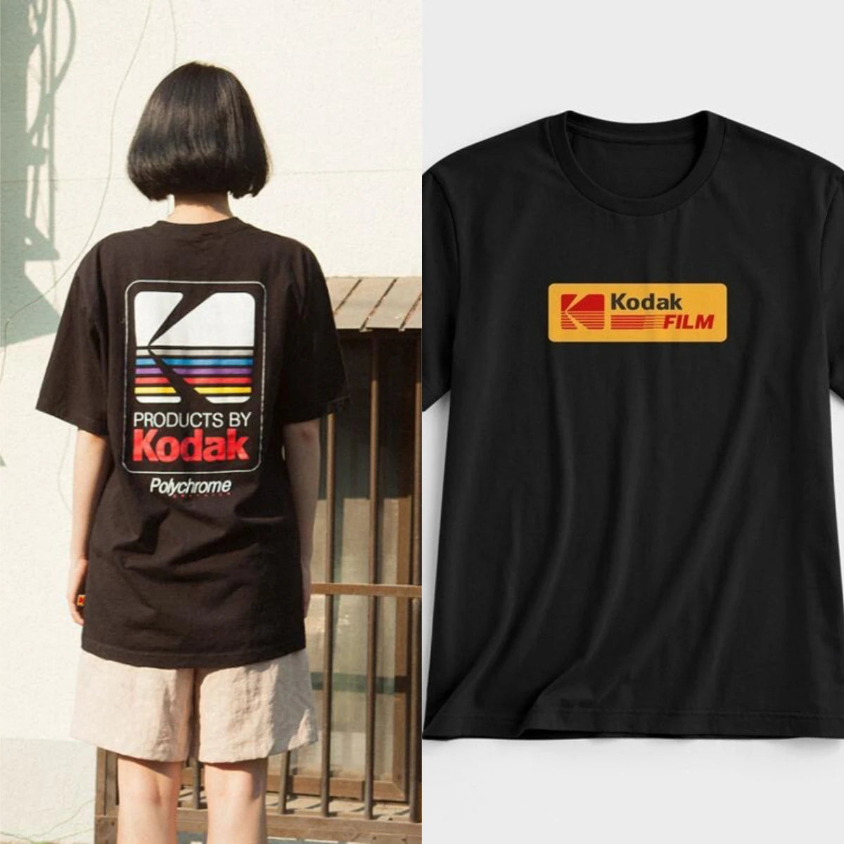 Kodak Polychrome Rainbow Back Print Unisex Cotton T Shirt Vintage Retro Short Sleeve Tee Y2K  Casual Streetwear Film Graphic Top