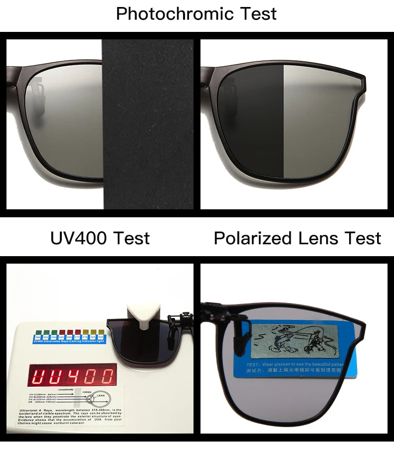 Clip On Sunglasses Men Photochromic Car Driver Goggles Night Vision Glasses Anti Glare Vintage Square Glasses