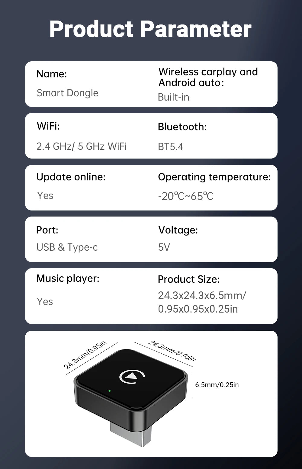 2026 NEW Upgraded Wired To Wireless Carplay Android Auto 2In1 Adapter Car Gadget Smart Box Plug and Play 5Ghz Wifi Fast Connect