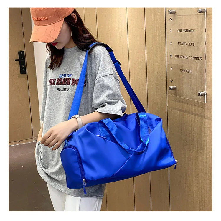 Large Capacity Fitness Bag Women's Handheld Oxford Cloth Yoga Sports Bag Fashionable Luggage Bag Wet And Dry Separation Can P...