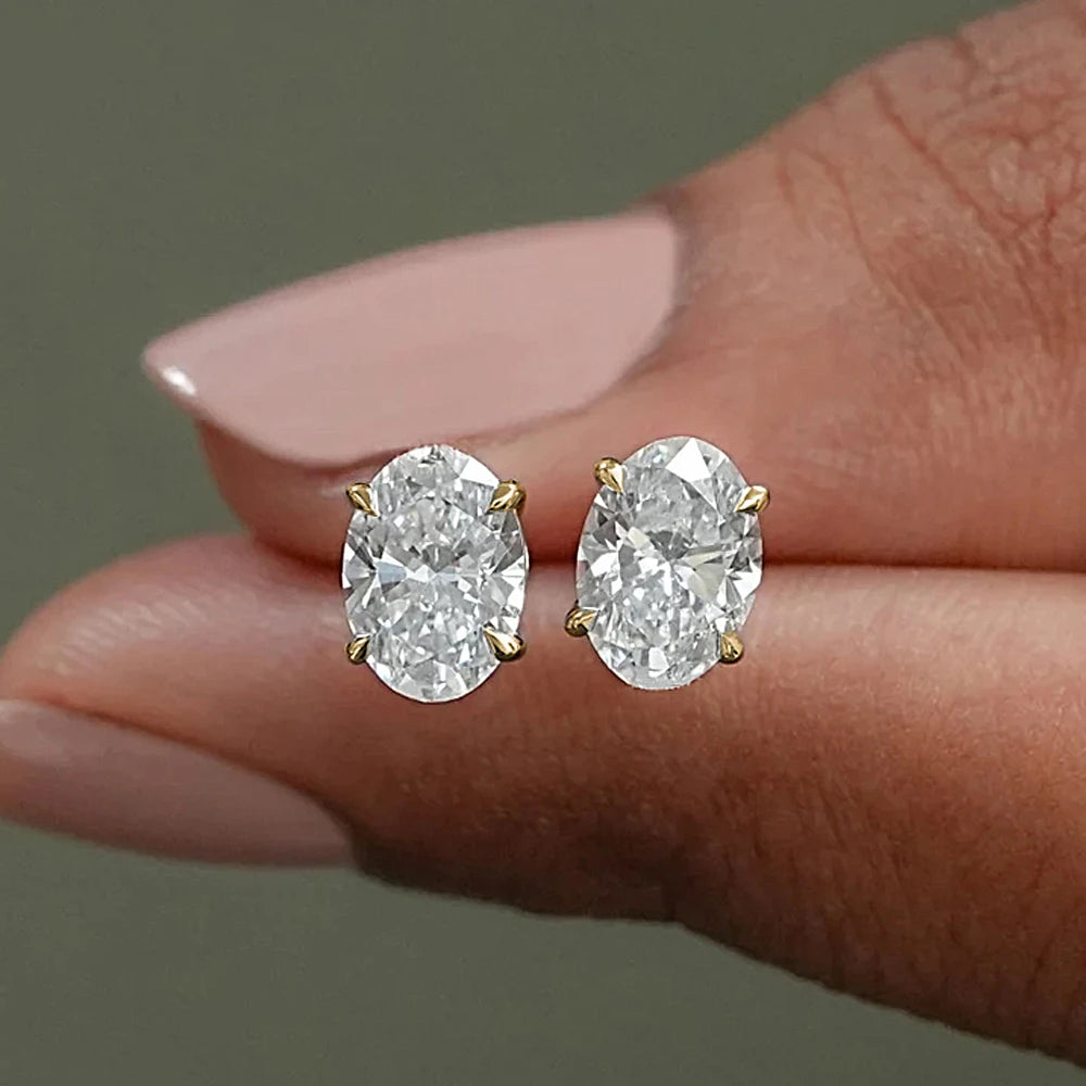 0.5-5ct Oval Cut Moissanite Stud Earring for Women D Color Sparkling Diamond 925 Sterling Silver Ear Studs Party Jewelry Gifts