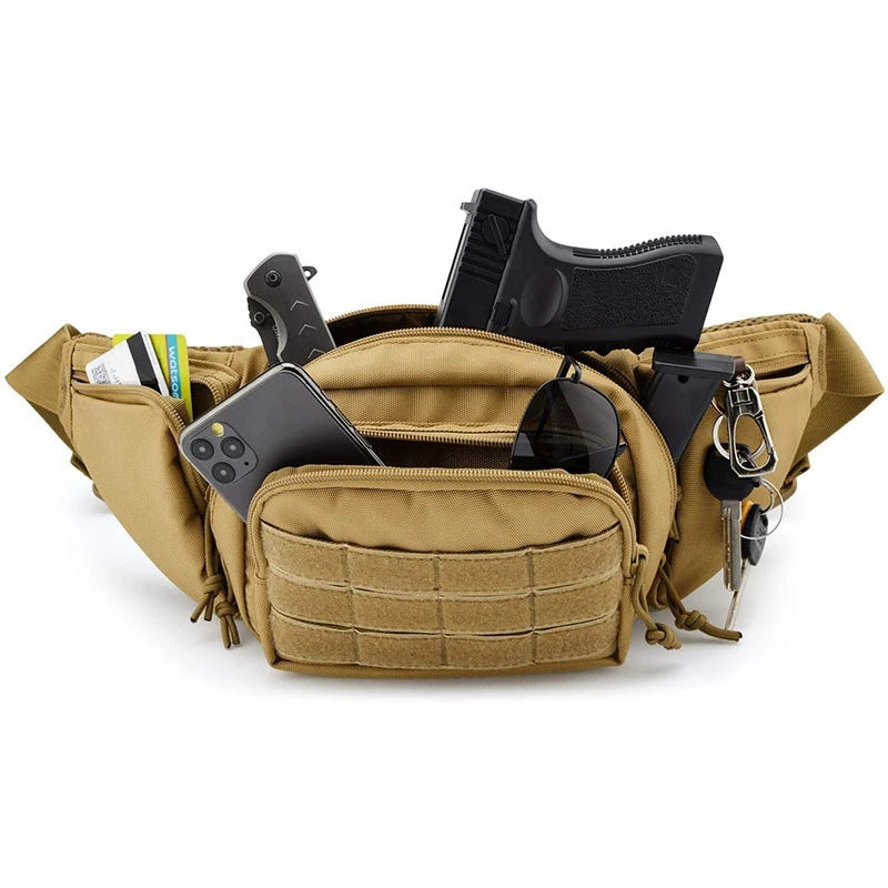 Outdoor MOLLE Fanny Pack, Gun Holster for Multiple Models, Compact & Secure Fit for Utility Accessories