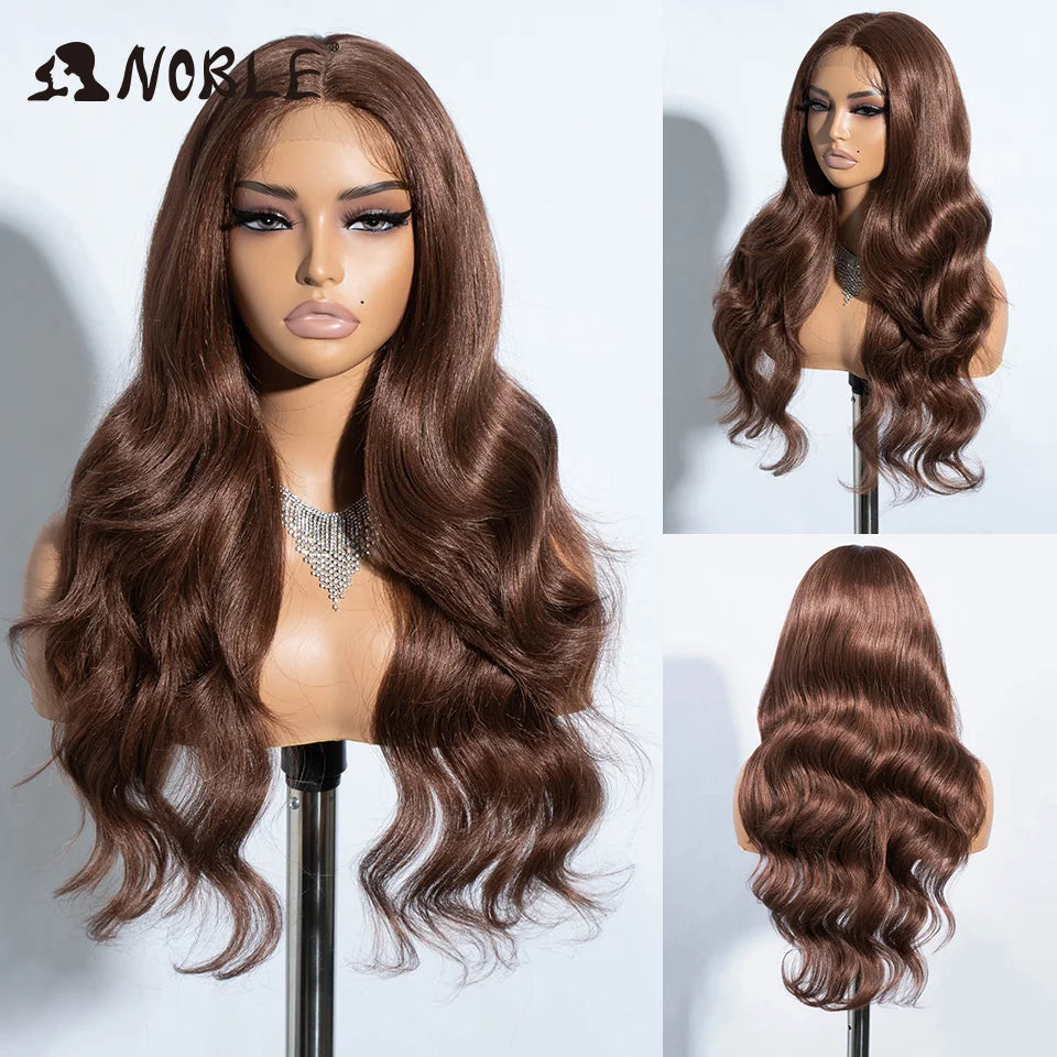 Noble Synthetic Lace Front Wig  28 Inch Highlight Honey Brown Body Wave Wig Cosplay Wigs For Women Lace Wig Lace Wig Synthetic