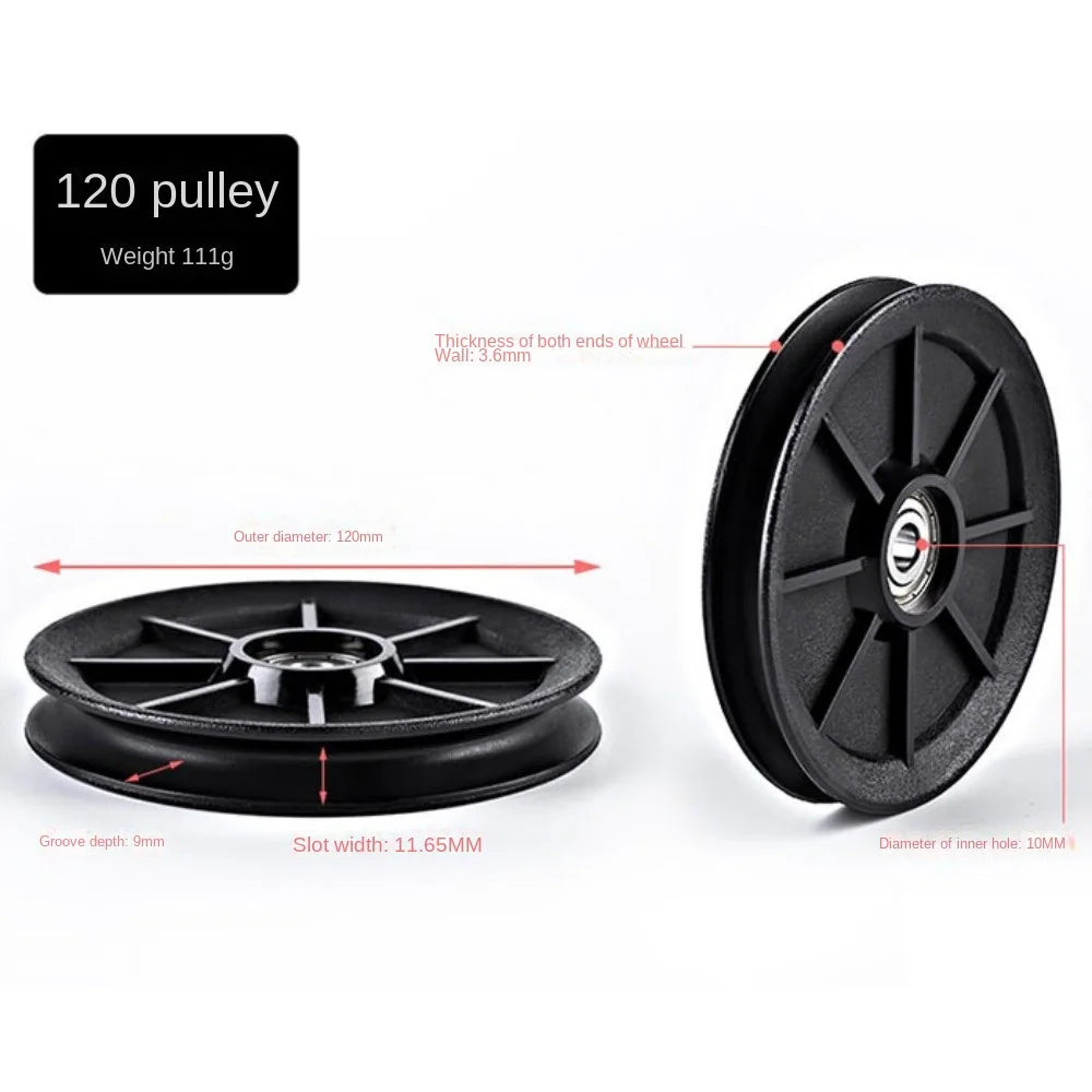 Fitness Equipment Parts Pulley Wheel Cable Machine Part Black Nylon Pulley Good Wear Resistance Light Weight Nylon Bearing