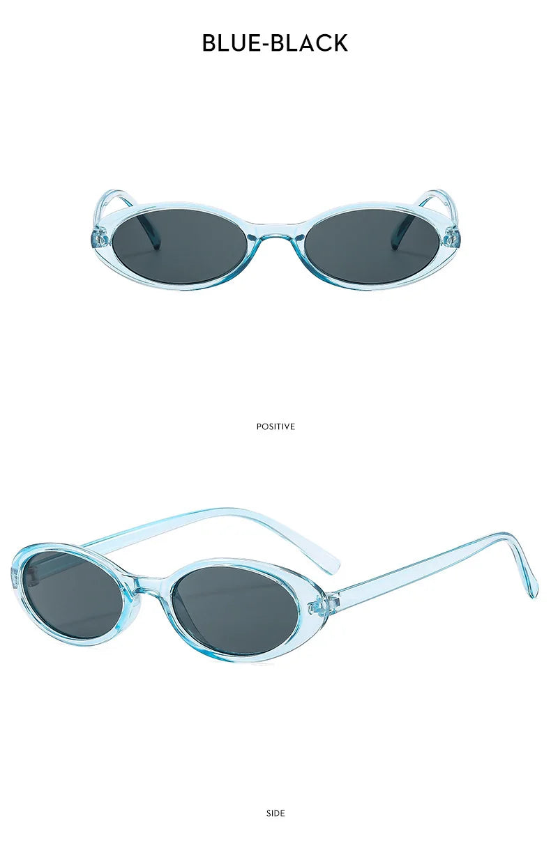 New Small Oval Sunglasses Women Men Trendy Vintage Hip Hop Cat Eye Sun Glasses Female Leopard Black Punk Eyewear UV400 Oculos