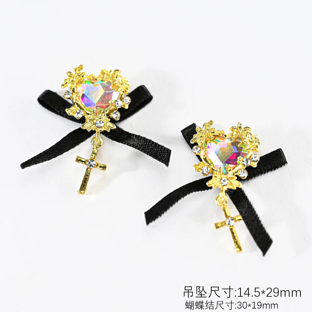 5/10pc Luxury Crystal Pink Heart Nail Art Charm 3D Love Shape Nail Rhinestones Diamond Shine Valentine's Day Manicure Decoration