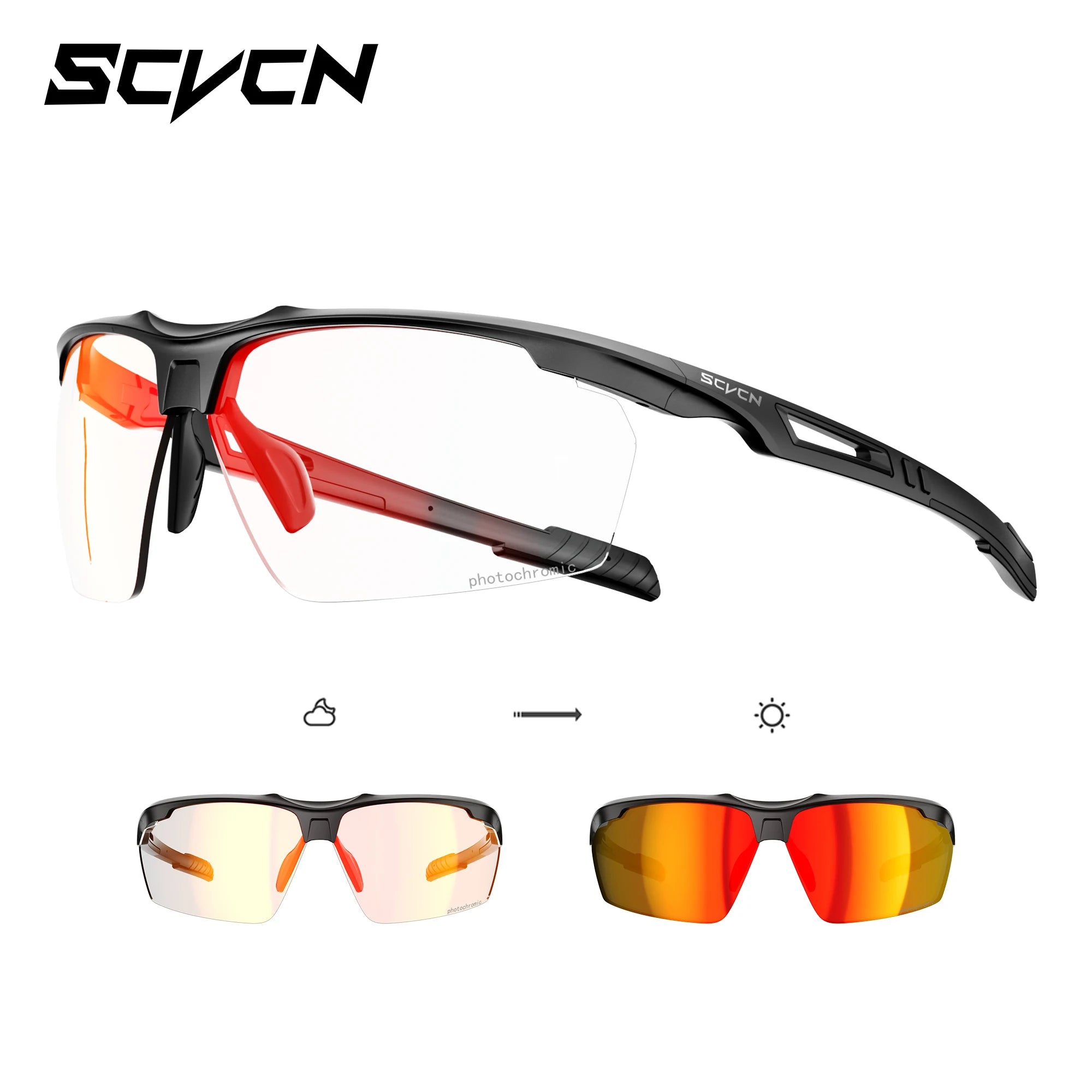 Scvcn Photochromic Sunglasses Cycling Glasses Bike Running Man Sun Bicycle Sports MTB Road Eyewear for Women Cycle Goggles 2023