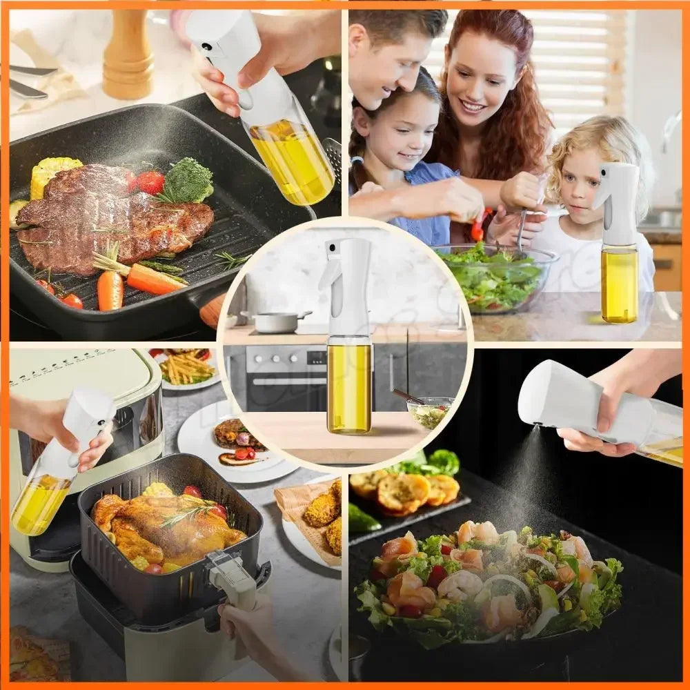 200/300/500ML Oil Air Pressure Double Nozzle Oil Spray Bottle Sprayer Kitchenware Oil Bottle Roasting Bottle Fitness Barbecue