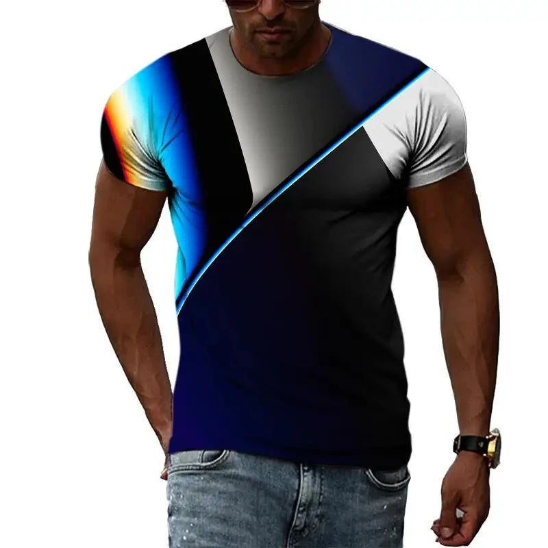 Fashion Men's T-shirt Multidimensional Graphic Tee For Men Casual 3D Print Harajuku Personality Round Neck Short Sleeve Top