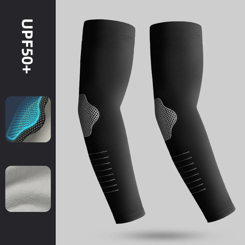 Ice Silk Sleeves Sun Protection Anti-UV Quick Dry Cycling Sleeves Breathable Cooling Sweat-absorb Elastic Hiking Sleeves