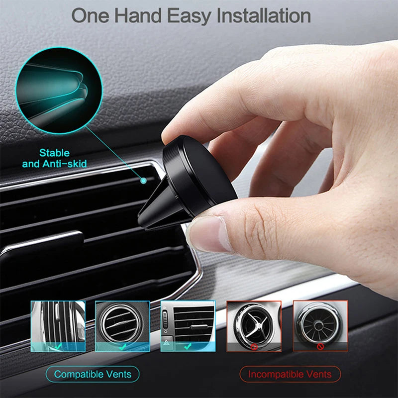 Magnetic Round Phone Holder Magnet Sticker for Car Interior Accessories GPS Air Vent Mount Mobile Stand