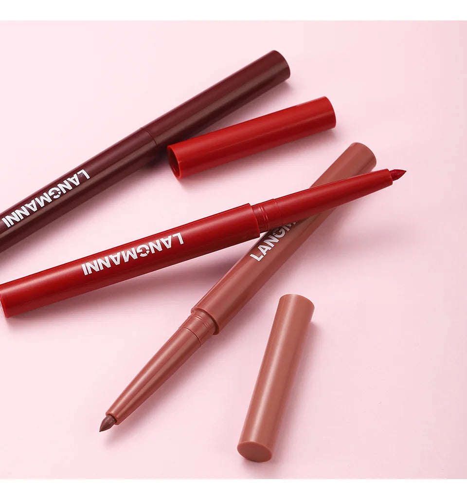 2Pcs/set Matte Soft Mist Slanted Mouth Lipstick + Lip Liner Set Combo Light Matte and Non-Drying Waterproof Non-Stick Lip Set