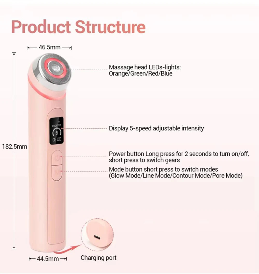 Multi Functional Four-Color Beauty Device, With 4 Modes Enhanced Absorption, Radiance, Elasticity, Facial Contouring,with 4 Mod