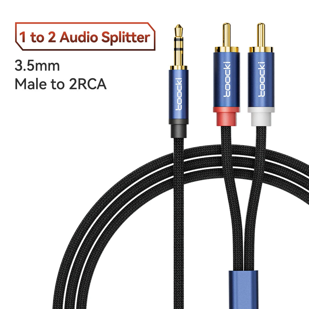 Toocki RCA Audio Cable 3.5mm Male to 2RCA Speaker Cable Male Splitter AUX 2 RCA Cord Jack for TV Box Amplifier DVD Player Wire