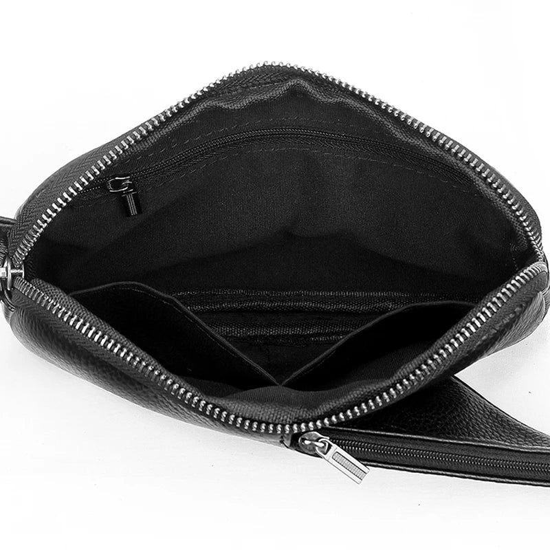 Small Leather Sling Crossbody Chest Bag Lightweight Daypack Slim Anti-Theft Cross Body Bag Over Shoulder Backpack Pack Man Woman