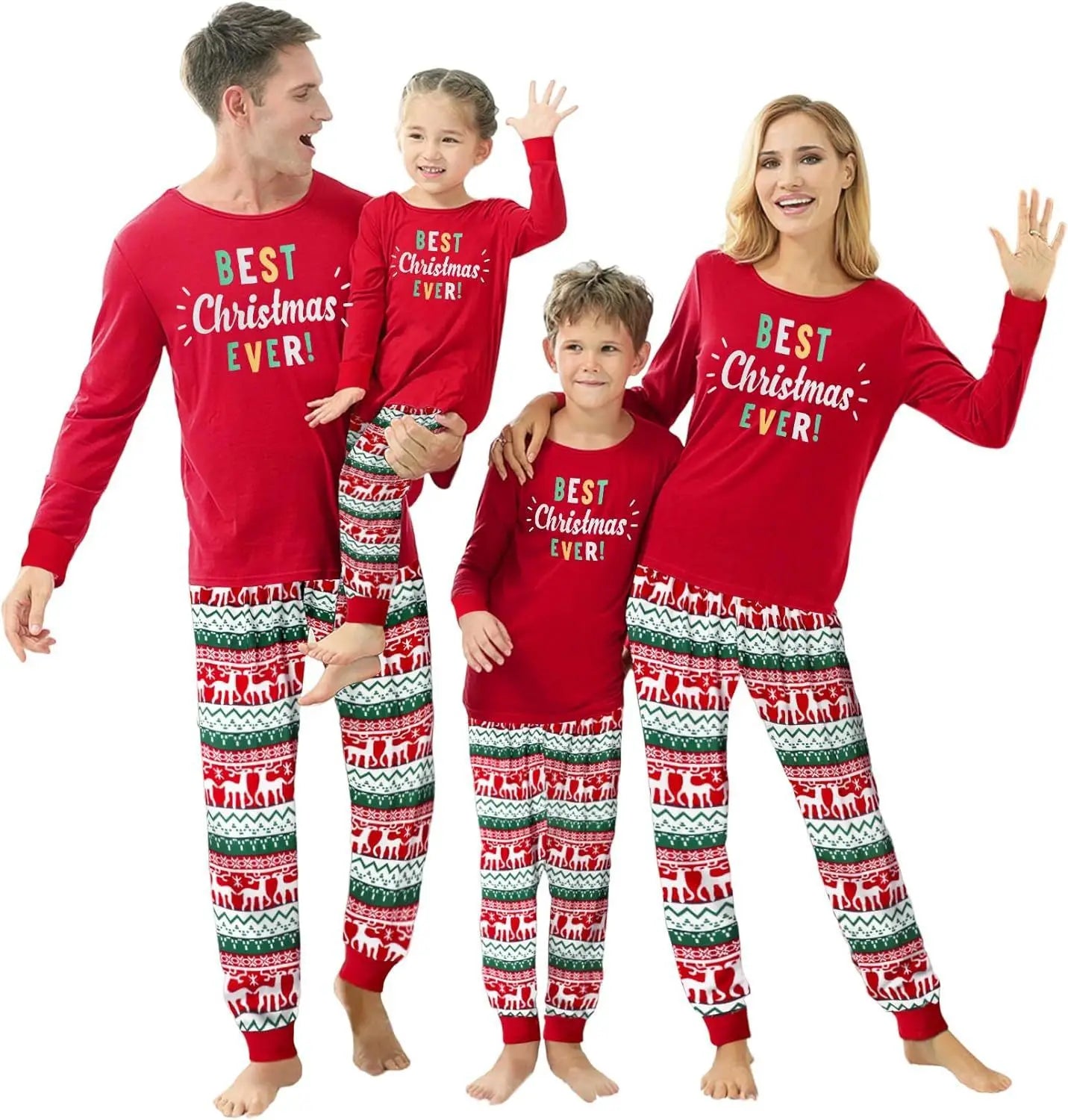 Mom Dad Kids Christmas Print Pajamas Set 2 Piece Pyjama Xmas Family Look Sleepwear Xmas Family Matching Outfits Pjs Loungewear