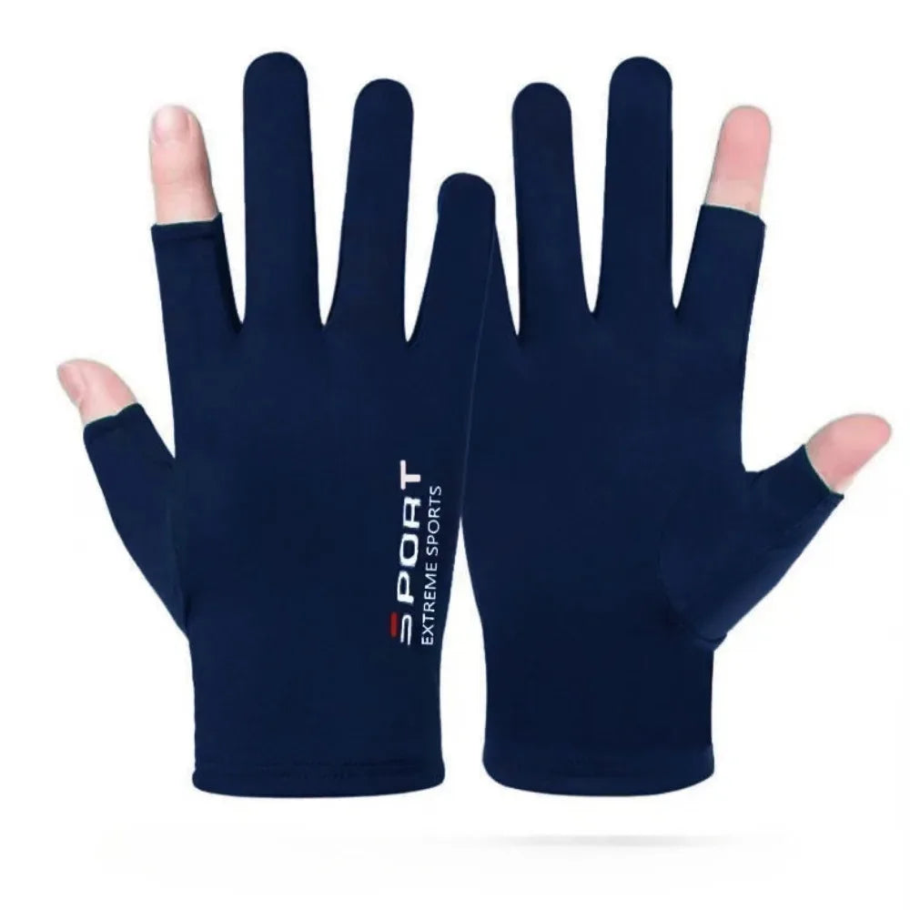 Ice Silk Halffinger Cycling Gloves for Men and Women Outdoor Sports Fitness Driving Fishing Highelastic Comfortable