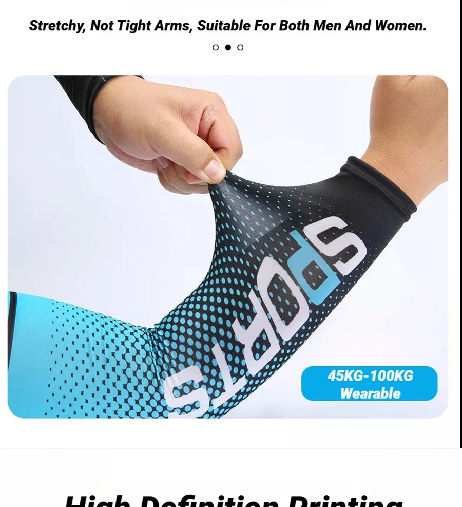 Summer Fashio Sunscreen Ice Silk Sleeve UV Sun Protection Cooling Anti-Slip Arm Sleeves Men Women Outdoor Sport Cycling