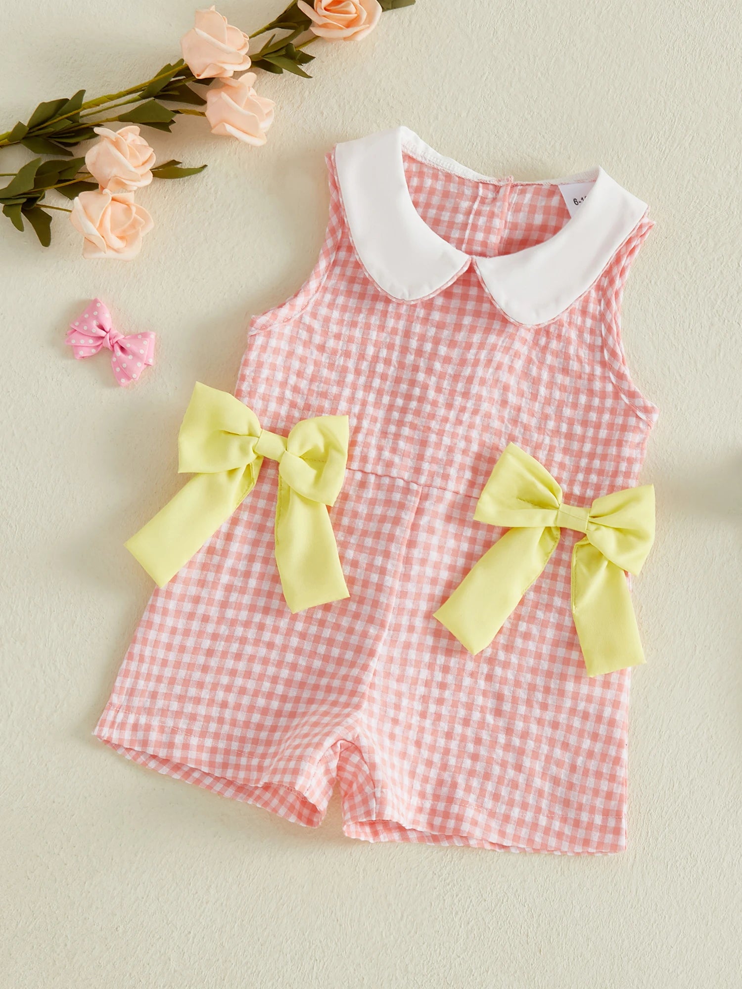 Citgeett Summer Kids Toddler Baby Girls Jumpsuit Shorts Casual Bows Striped Doll Collar Sleeveless Overalls Clothes
